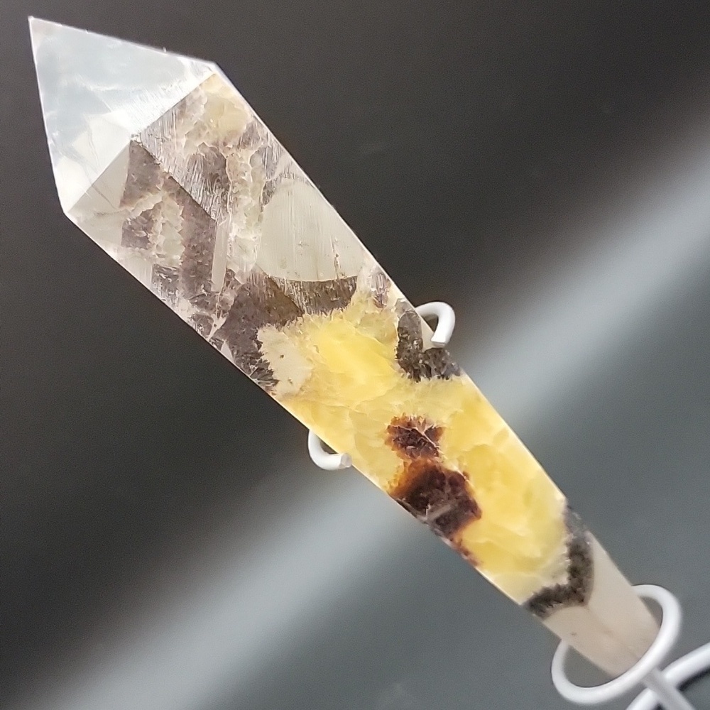 Elegant Septarian Stone Natural Crystal Obelisk Tower with Stand UV Gemstone